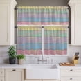 thumbnail image 4 of 3 Piece Kitchen Curtains and Valances Set Easter Cafe Curtains 36 Inch Length Farmhouse Ombre Colorful Wooden Grain Retro Valance & Tier Curtain for Living Room Bedroom Small Window 54"x18"+27"x36"*2, 4 of 6
