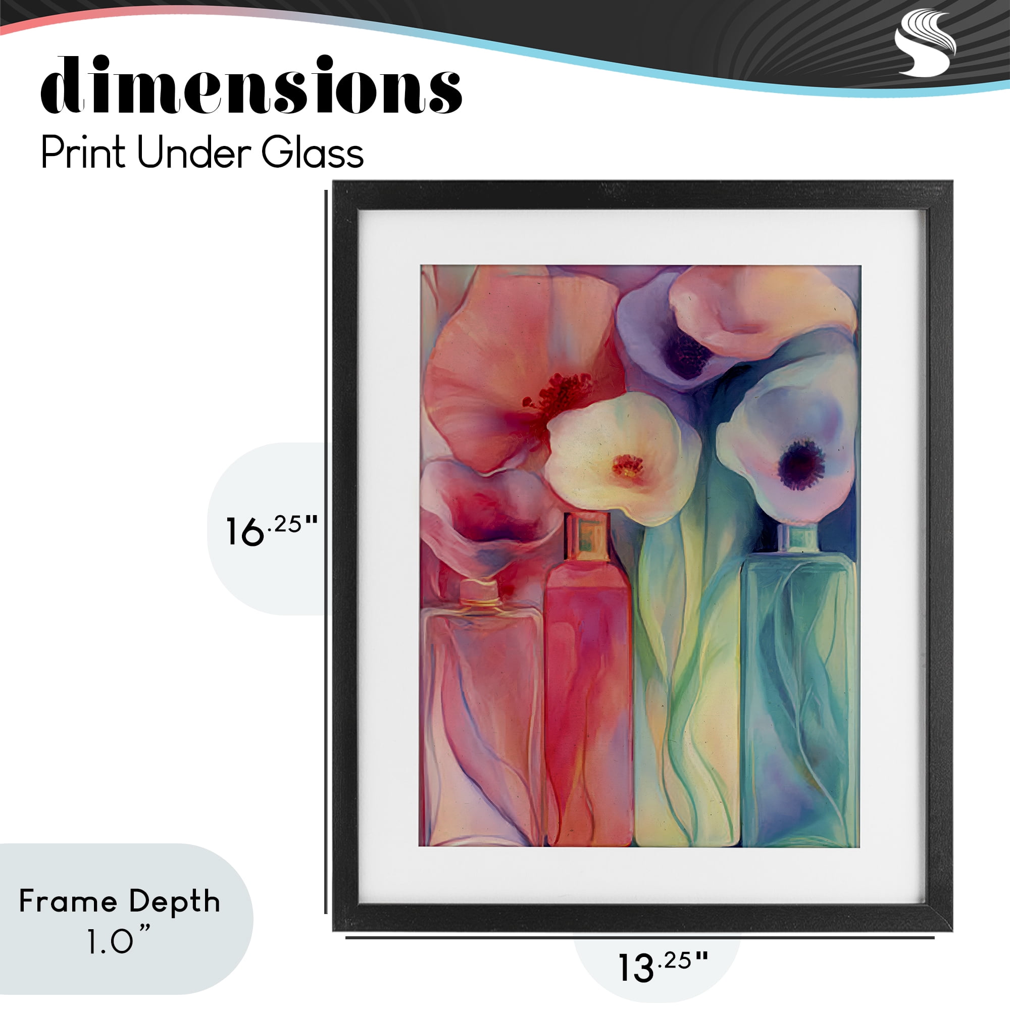 Stupell Industries Petal Logic Gradient Black Framed Print Under Glass, design by Annabelle Hall