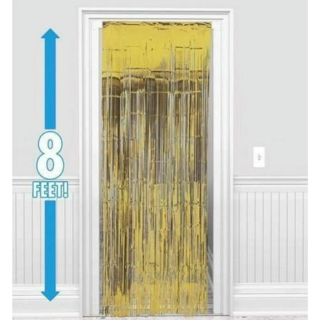 Gold Foil Fringe Curtain 3' X 8 Metallic Panels For Party's, Photo Shoots,