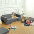 thumbnail image 3 of Garvee 10 Piece Kids Polyester Sectional Sofa Living Room Set Dark Grey, 3 of 6