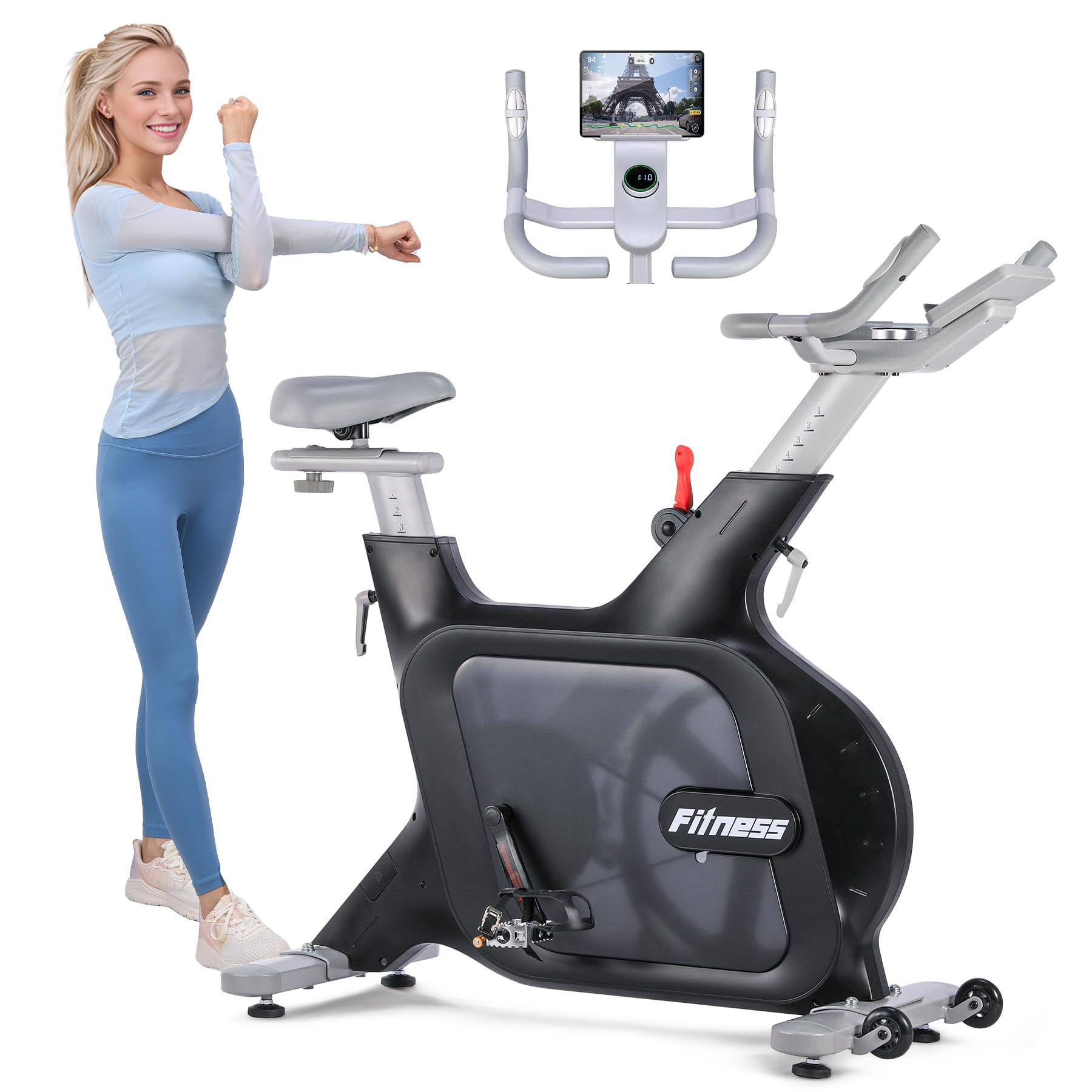 TROPOW Exercise Bikes for Home Use,with 32-Level Quiet Magnetic Resistance, Magnetic Stationary Bike with LED Display for 7 Types of Data,Including Pulse, Calories,and Distance Etc,Black