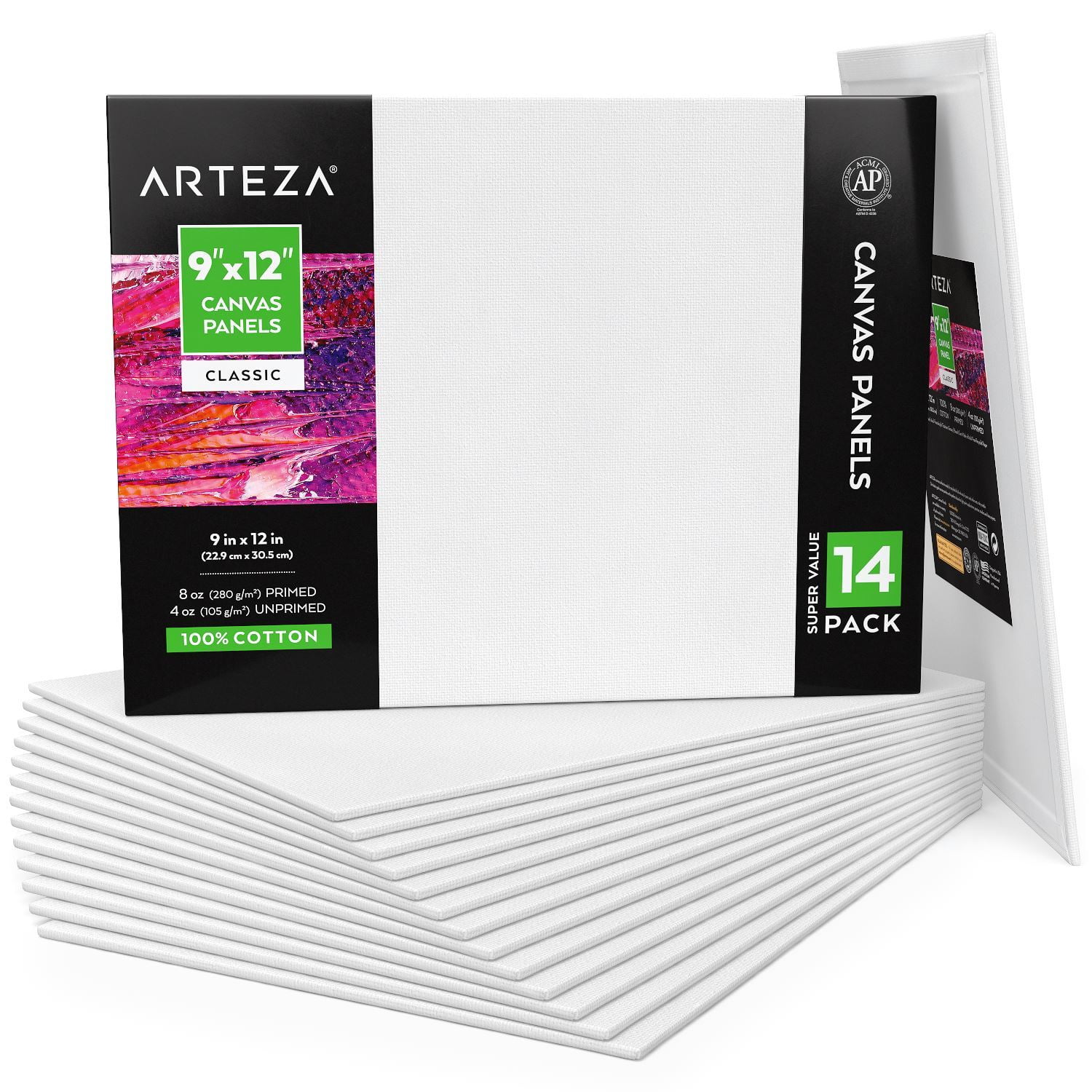 Premium Stretched Canvas 100% Cotton Small Canvases for Painting Using Oil or Acrylic Paint Hobby Painters & Beginner Canvases for Artist 12 Pack, 5 x 7 Inch 10 oz Primed 