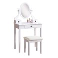 thumbnail image 6 of Hmluxury Makeup Vanity Table and Stool Set, 30" Table with Oval Mirror, Stool & 3 Drawers, 6 of 6