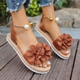 thumbnail image 6 of Woven Sandals For Women Open Toe Slip On Floral Beach Vacation Shoes Comfortable Casual Stylish Footwear (9.5, Brown), 6 of 7