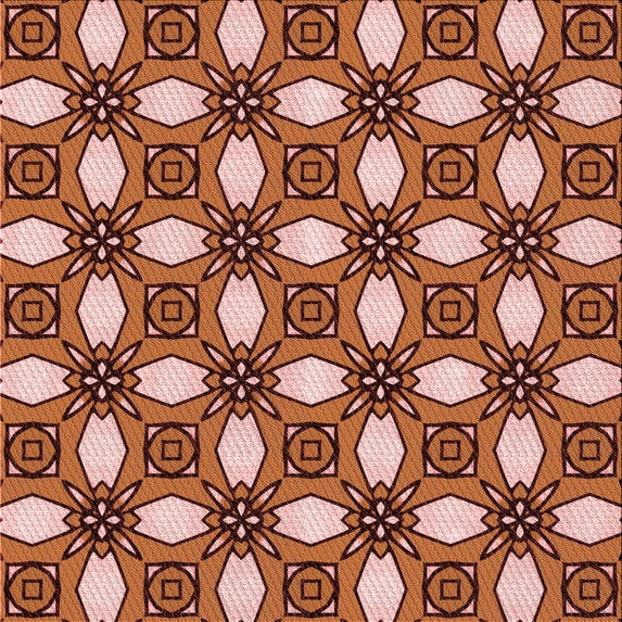 Ahgly Company Indoor Square Patterned Light Salmon Rose Pink Area Rugs, 4' Square