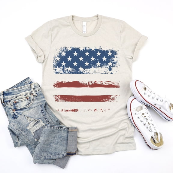 Grunge American Flag T-Shirt: Patriotic Fourth of July Unisex Tee