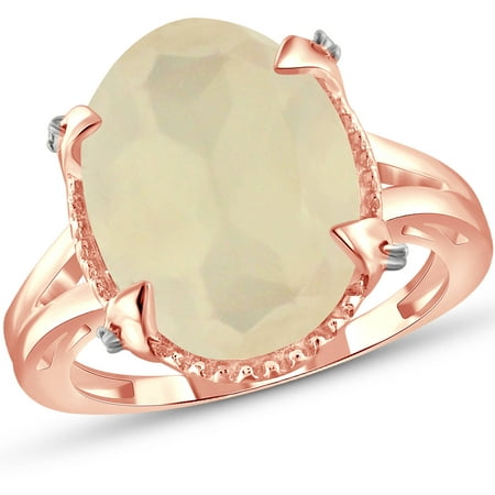 JewelersClub 8-1/4 Carat T.G.W. Moonstone and White Diamond Accent Rose Gold over Silver Ring