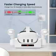 Prociv Charging Dock for Oculus/Meta Quest 3,Charging Stand for Meta Quest 3 Controller and Headset with 2 Rechergeable Batteries,Battery Cover|Wall Mount Charging Dock Station for Quest 3,Dual-Use