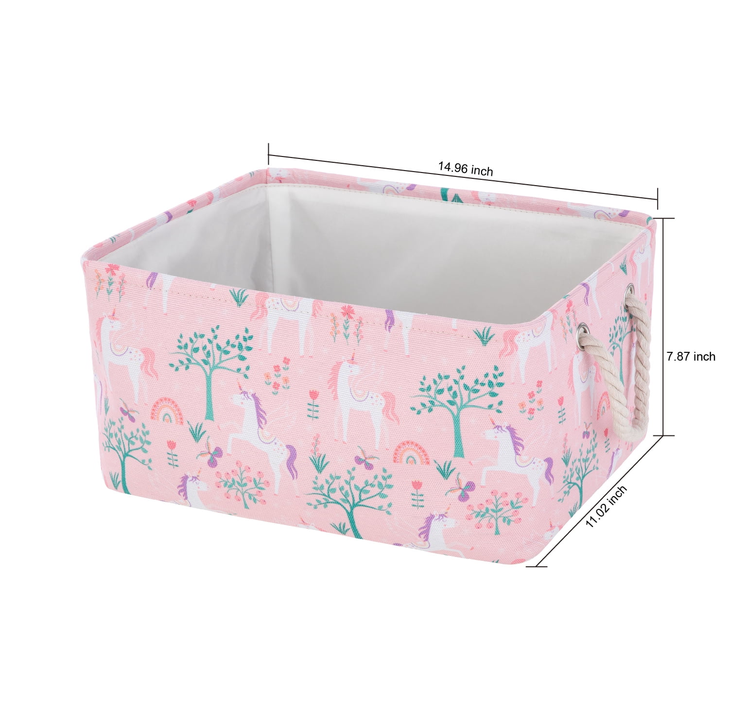 Your Zone Kids Unicorn Canvas Storage Basket with Handles, 15 in x 11 in x 7.8 in