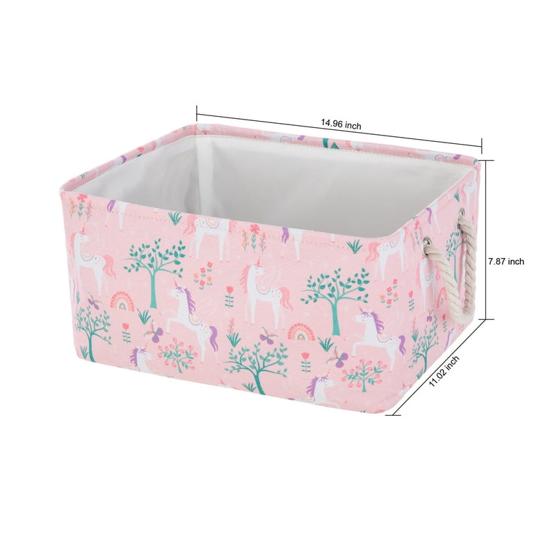 Your Zone Unicorn Canvas Storage Bin with Handles, Toy Bins for