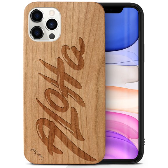 Case Yard Wooden Case Outside Soft TPU Silicone, Slim Fit Shockproof Wood Protective Phone Cover for Girls Boys Men and Women, Supports Wireless Charging Aloha Design case for iPhone-11-Pro