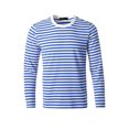 thumbnail image 2 of INSPIRE CHIC T-shirt à Manches Longues à Col Rond Rayé pour Homme en Coton, Haut à Enfiler Bleu et Blanc 46, 2 of 7