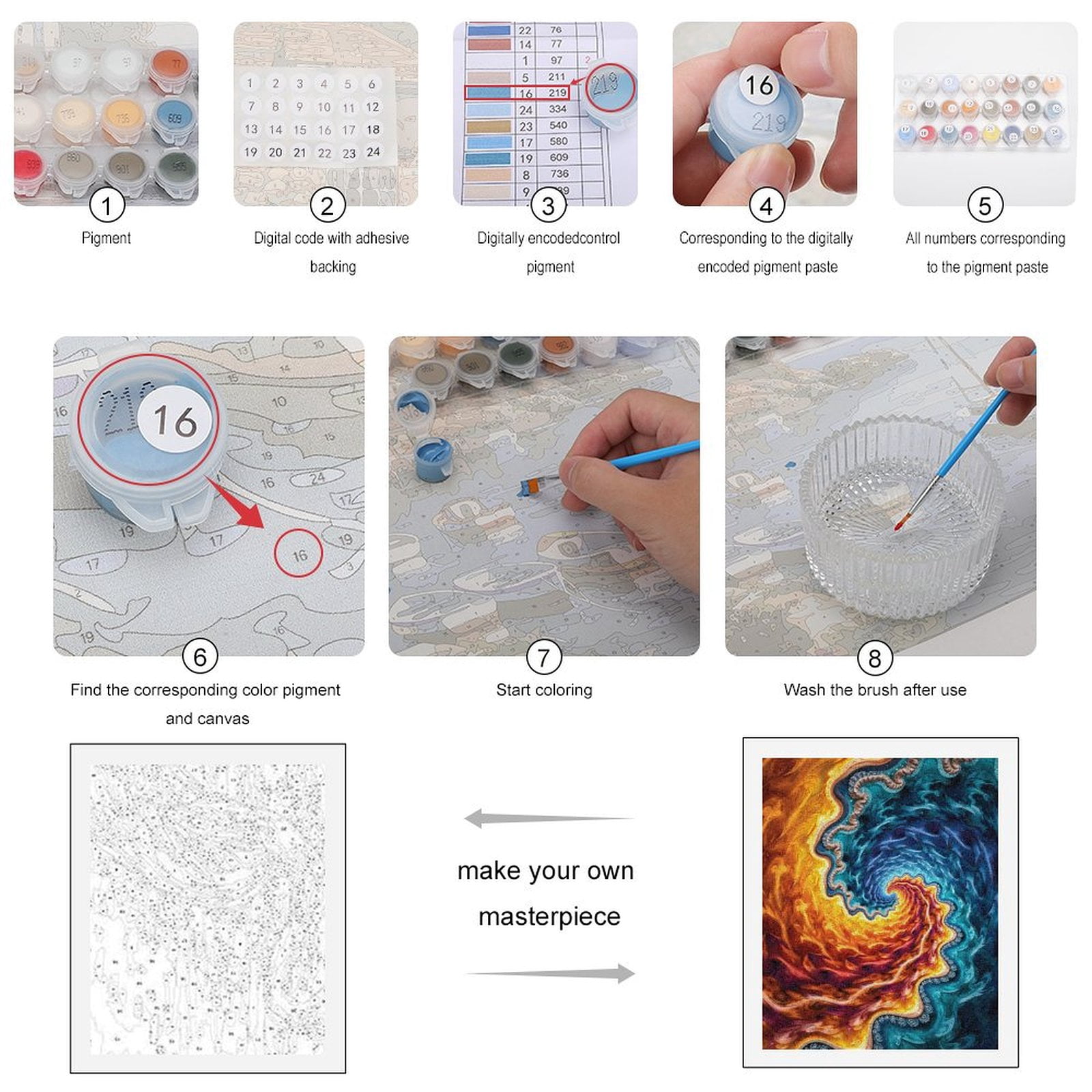Paint By Numbers Kit for Adults Beginner - DIY Colorful Spiral Abstract Art Canvas Painting Kits for Adults, Frameless Paint By Number for Adults for Home Wall Decor 16x20 Inch