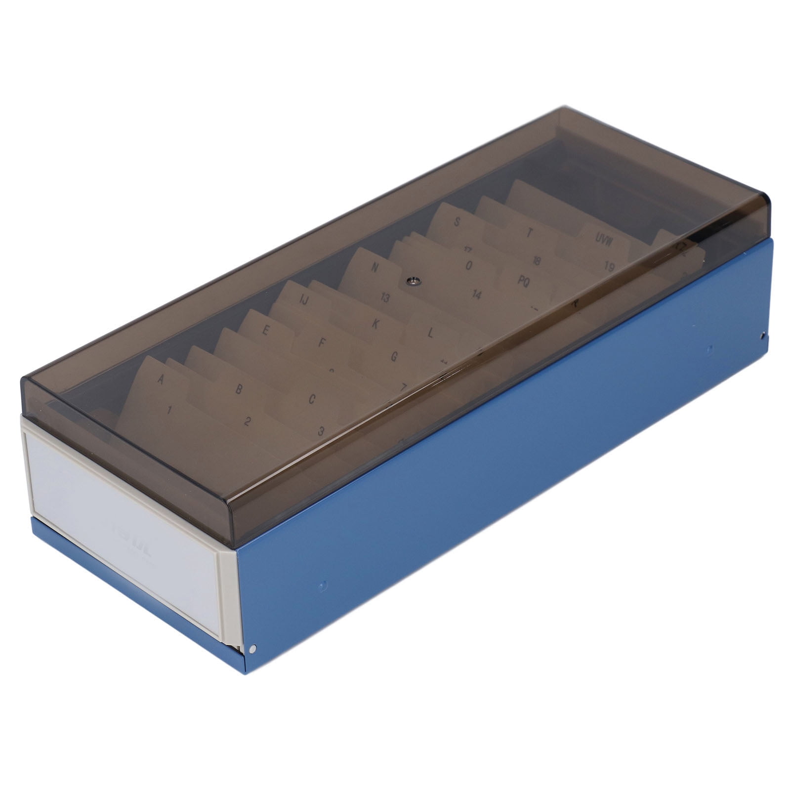 Riousery Index Card Holder Hold 800 Business Cards A To Z Organizer Box with High Transparent Cover for Office and Desktop Blue 10.63 x 4.33 x 3.15 inches / 27 x 11 x 8 cm