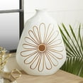 thumbnail image 2 of DecMode 18" Floral Handmade Daisy White Ceramic Vase, 2 of 8