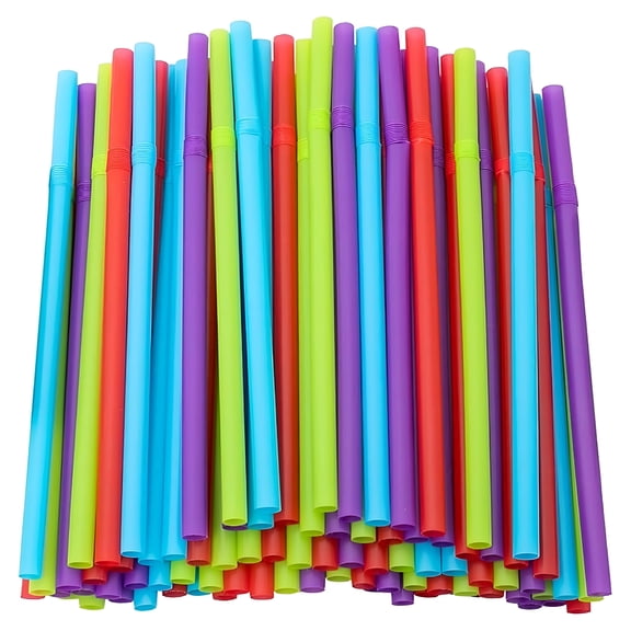 RAIRSKY Jumbo Flex Straws - 600 Count,Multi-Colored,Bendable Plastic Drinking Straws Smoothie Straws Disposable- BPA Free,Disposable Bendy Straws for Parties,Smoothies & Beverages