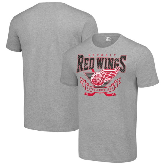 Men's Starter Heather Gray Detroit Red Wings Team Logo Graphic T-Shirt