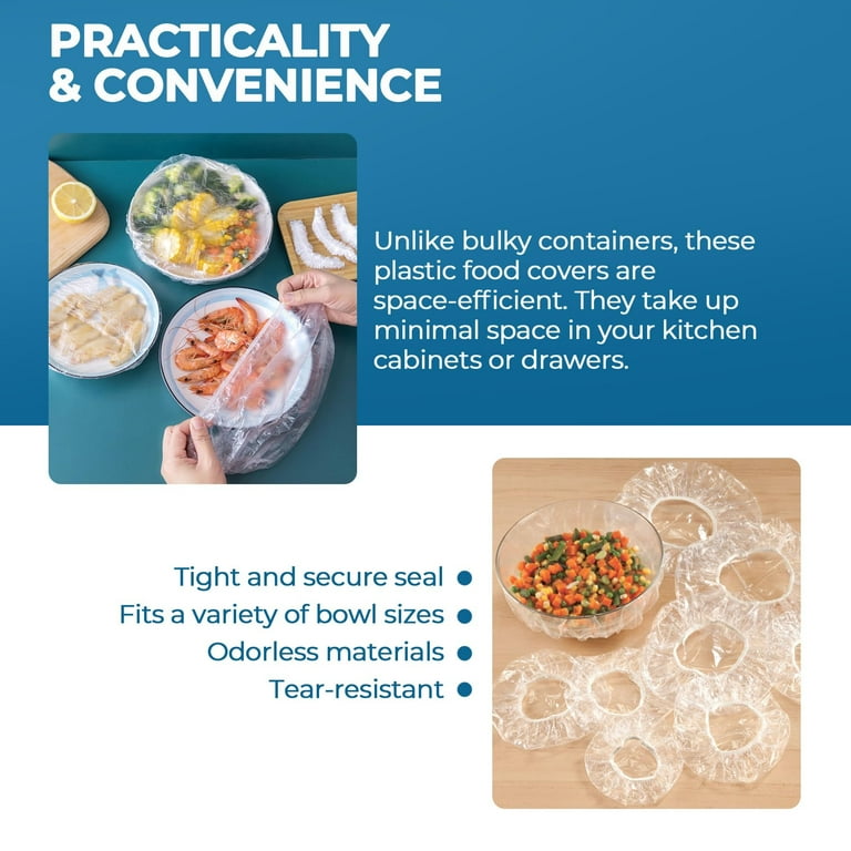 Disposable Bowl Covers With Elastic Edges - Stretch Food Covers For Containers, Meal Prep, And Leftovers (Family Pack)