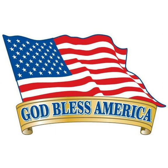 God Bless America - Flag - Postcard Sized Vinyl Sticker 6" x 3.75"
