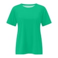 thumbnail image 4 of Women's Solid Color Crew Neck Loose Casual Short Sleeve T Shirt Women Undershirt Womens A Shirts Womens Tee Shirts Short Sleeve Extra Long Sleeve Space Shirt Womens Long Sleeve Tees Work Shirts, 4 of 4