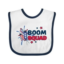 Inktastic 4th of July Boom Squad Blue and Red Fireworks Boys or Girls Baby Bib