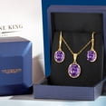 thumbnail image 4 of Gem Stone King 5.82 Ct Oval Purple Amethyst 18K Yellow Gold Plated Silver Pendant and Earrings Jewelry Set, 4 of 5