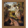 thumbnail image 1 of A Peasant in the Lane at Hermitage, Pontoise 28x32 Large Gold Ornate Wood Framed Canvas Art by Camille Pissarro, 1 of 2