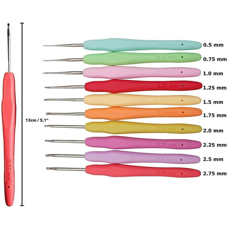 10Pcs Small Size Lace Crochet Hooks (0.5-2.75mm), for Thread