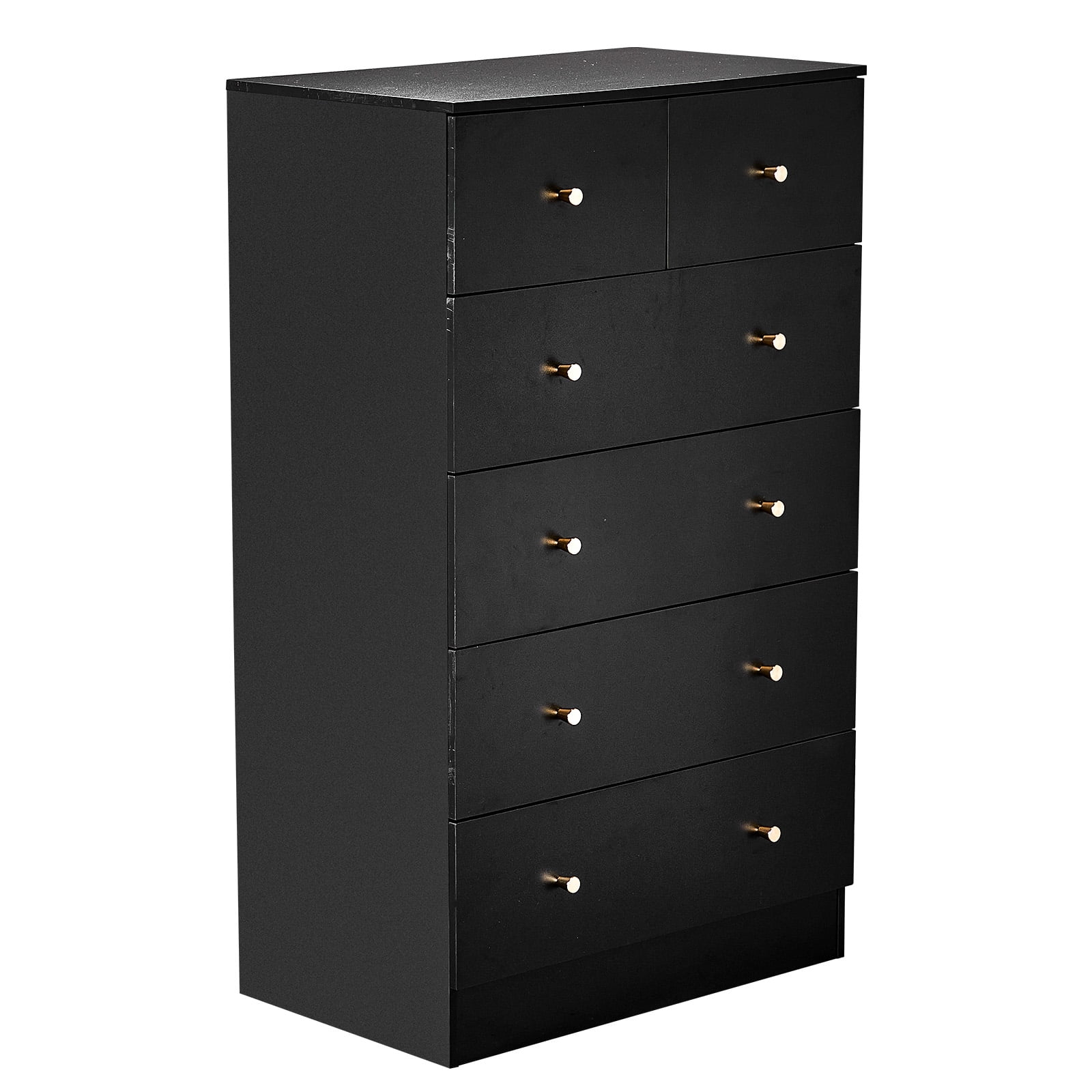 6-Drawer Cabinet, Matte Gold Handles Textured Melamine Particleboard Cabinet, Tall Space-Saving Storage Organizer for Bedroom Home Office Living Area