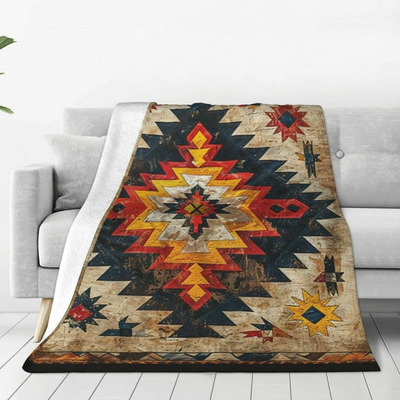 Vintage Ethnic Aztec Native Southwest American Throw Blanket Super Soft Lightweight Cozy Fluffy Plush Blanket for Bed Couch Sofa Chair 40x30