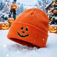 thumbnail image 2 of Halloween Pumpkin Knitted Beanie Hat Winter Thick Warm Soft Cute Hat for Halloween Orange Free Size, 2 of 7