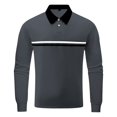 thumbnail image 2 of Rigardu Long Sleeve Shirts for Men Polo Shirts for Men Fashionable And Casual Men's Lapel Striped Colorful Long Sleeved Top Size:S-3XL, 2 of 4