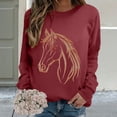 thumbnail image 2 of Chuancc Winter Sweatshirt for Women Womens Crewneck Women Fall Clothes Long Sleeve Sweaters for Women Cozy Tops for Women Cropped Sweatshirts for Women Casual Long Sleeve Tops for Women Wine L, 2 of 7