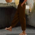 thumbnail image 1 of JMKQLZ Women'S Spring Solid Color Lace-Up With Cotton And Linen All Straight Leg Casual Pants, 1 of 6