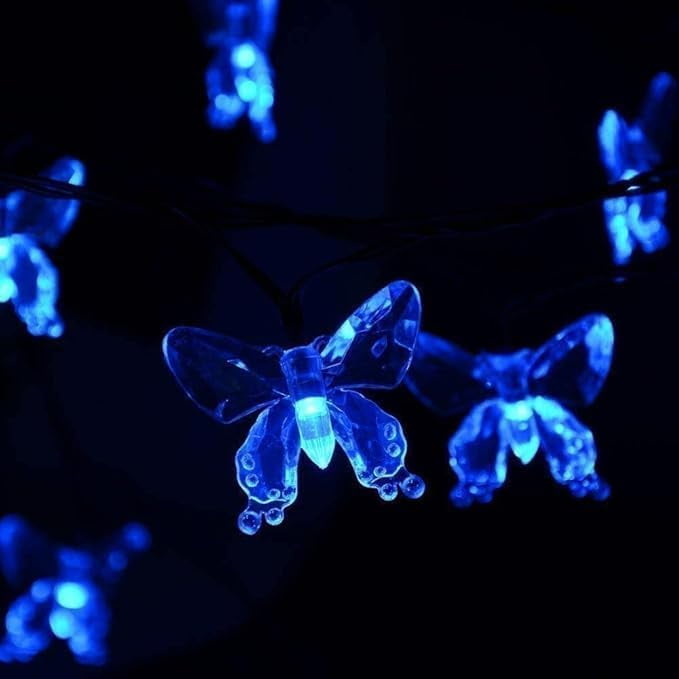 Butterfly String Lights, 5m 20LED Outdoor Solar Powered String Light 8Mode Indoor for Garden Home Wedding Party Christmas Lighting Decoration