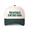 thumbnail image 6 of THIS ACTUALLY IS MY FIRST RODEO Letter Embroidered Color Block Trucker Hat Unisex Adjustable Cotton Breathable Fashion Cap for Travel Daily Wear, 6 of 10