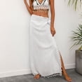 thumbnail image 3 of Defitshape Women's Sarong Swimsuit Coverups Chiffon Beachwear Long Bikini Wraps Knotted Lightweight Comfy Uv Protection Beach Cover Up Skirt White Small-X-Large, 3 of 4