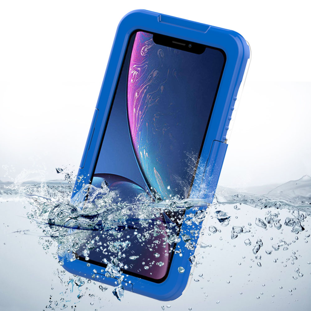 Premium Waterproof Sealed Hard Case for Apple iPhone XR with Plastic Screen Cover For Swimming, Camping, Outdoor Use (Blue)