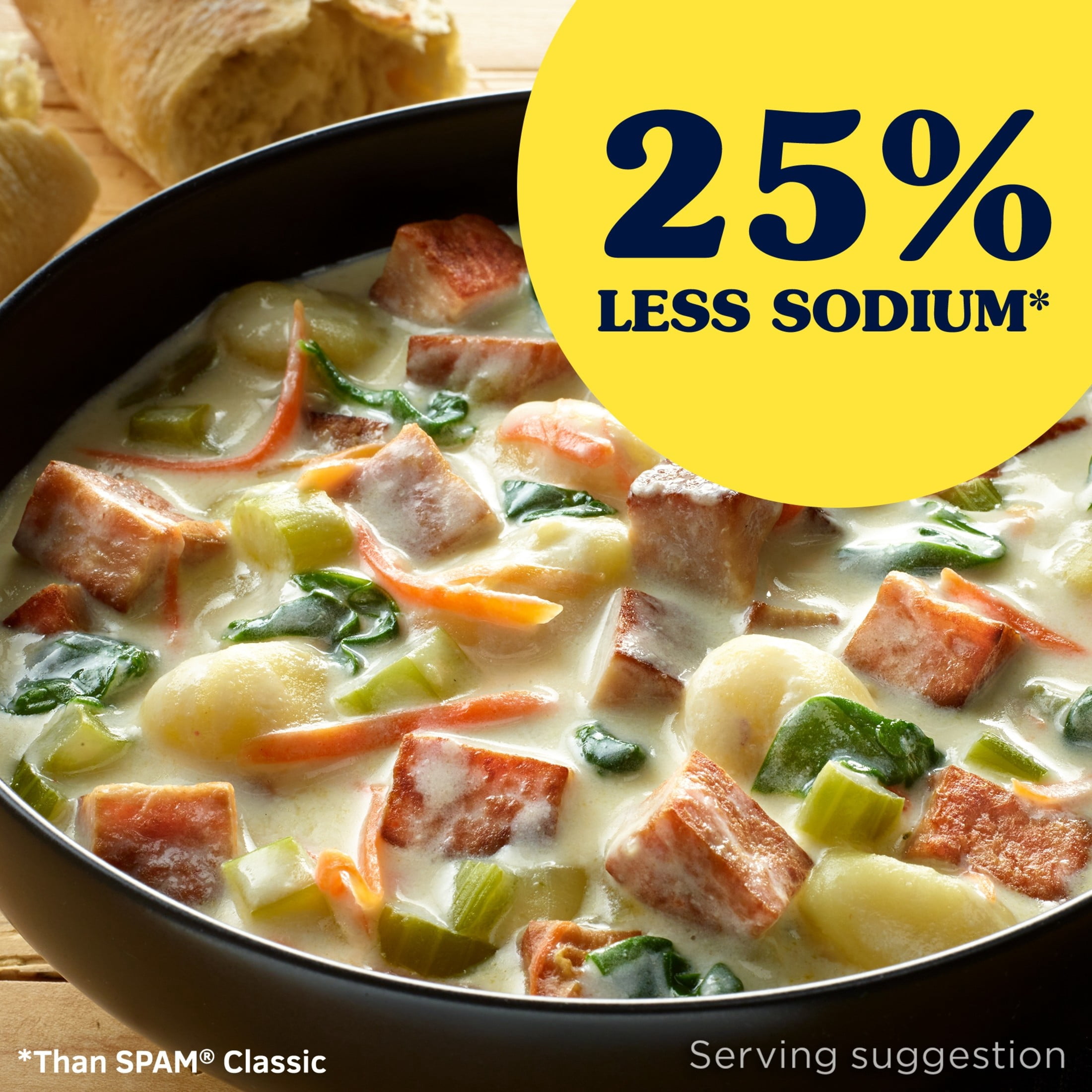 (12 pack) SPAM 25% Less Sodium, Canned Meats, 7 g Protein, Shelf-Stable, 12 oz Aluminum Can