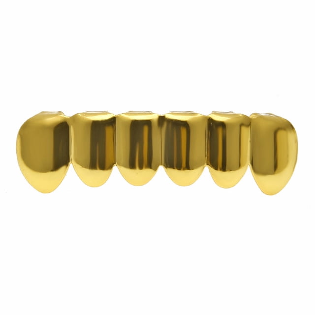 Advancent Inferior Dientes postizos Parrillas de Halloween Cobre Chapado en oro Diente Rendimiento Fiesta Accesorios Navidad Fondo dorado Type1 NO1