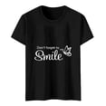thumbnail image 3 of Alun Keep Happy T-Shirts for Women Summer Trendy Crew Neck Short Sleeves Graphic Tee Casual Relaxed Fit Soft Comfortable Daily Tops Black XXL, 3 of 3