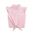 thumbnail image 2 of Yesfashion Girls Sleeveless Plaid Button Down Shirt Summer Crop Tops Tie Knot Ruffle Sleeve Shirt Blouse 3-12Y, 2 of 9