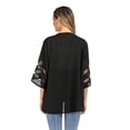 thumbnail image 4 of Women's Short Sleeve Solid Casual Capes Beach Cover up Beachwear Cardigan Sheer Chiffon Kimono Cardigan, 4 of 9