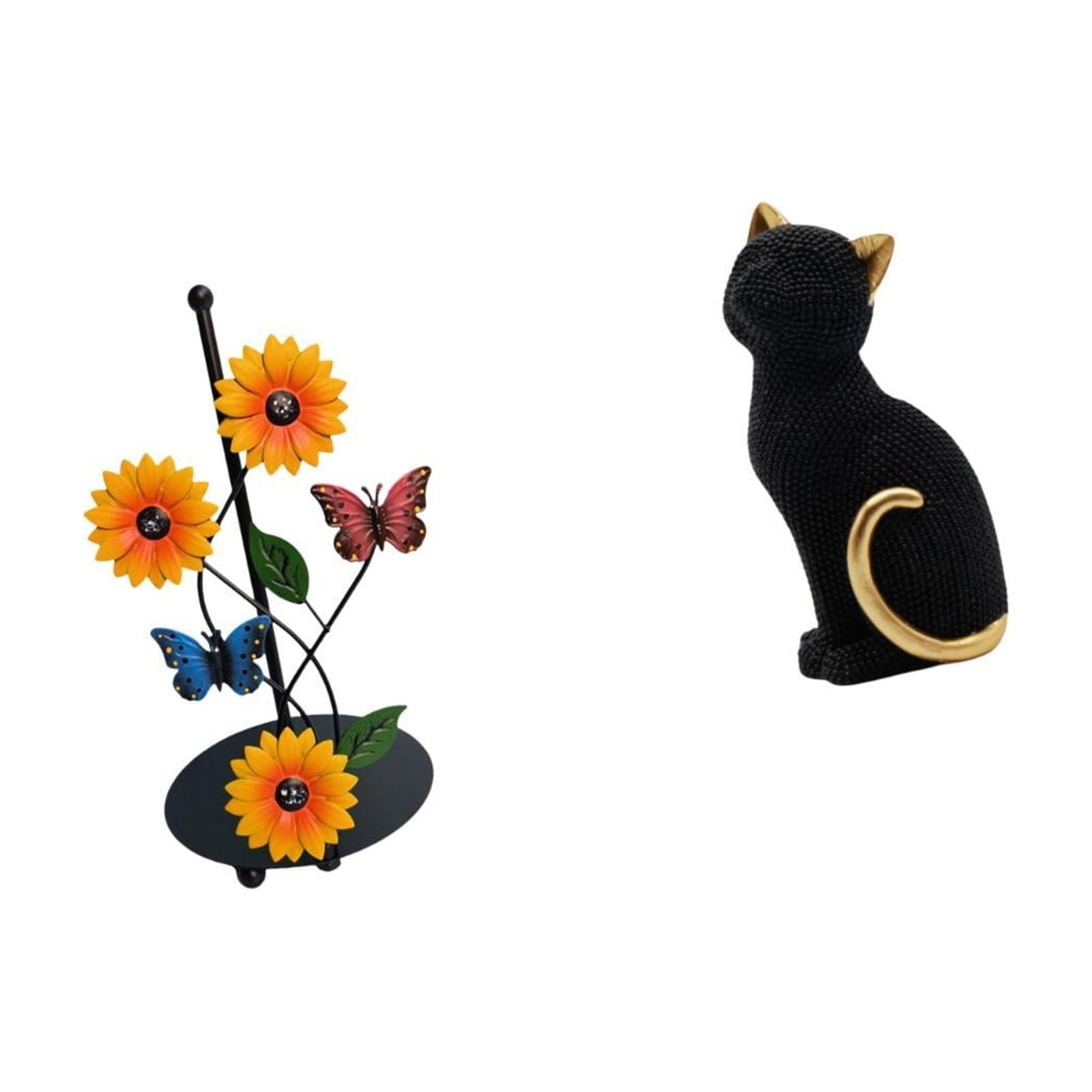 Fiocias Cat Paper Towel Holder Dispenser Decorative Figurine Resin Collectible Vertical Tissue Holder Rack Animal Sculpture for Home Entrance Bookshelf Living