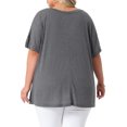 thumbnail image 3 of Blusa casual de mujer de talla grande Agnes Orinda, con cuello redondo, manga corta, en color gris, con bolsillos, tamaño 4X., 3 of 6