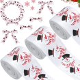thumbnail image 1 of 3 Rolls Christmas Ribbons Snowman Wired Edge Ribbon Christmas Wrapping Ribbon Grosgrain Satin Fabric Ribbon for DIY Wreaths Wrapping Crafts Decoration, 2 Inch x 5 Yard, 1 of 7