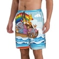thumbnail image 2 of Bixox Men's Rainbow Animals on Noah's Ark printing Casual Classic Fit Short Summer Beach Shorts, 2 of 6