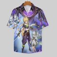 thumbnail image 3 of Genshin Impact Casual Short Sleeve Shirt Lapel Collar Shirt Summer Beach Shirt L, 3 of 8