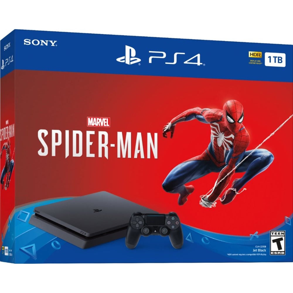 Sony PlayStation 4 Slim 1TB Spiderman Bundle, Black, CUH-2215B