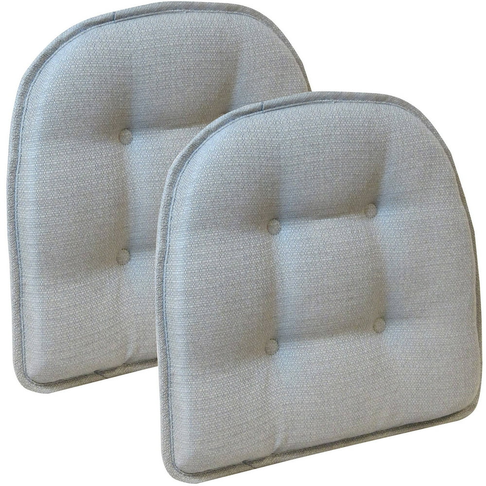 Gripper 15" x 16" Non-Slip Omega Tufted Gray Chair Cushions, 2 Count